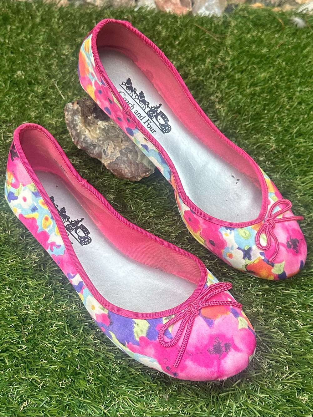 Coach and Four Pink Multicolor Floral Ballet Flats